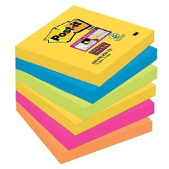 12 Blocs Notes Repositionnables Post-it® Super Sticky Carnival 76 X 76 Mm
