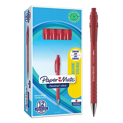 12 Stylos-bille Paper Mate® Flexgrip Ultra Coloris Rouge 1 12 Stylos-bille Paper Mate® Flexgrip Ultra Coloris Rouge