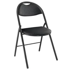 2 Chaises Pliantes Super Confort - Tissu Non Feu M1 Noir - Pieds Métal Noir