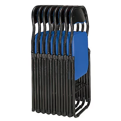 2 Chaises Pliantes Vinyle Bleues 2 2 Chaises Pliantes Vinyle Bleues – Image 2