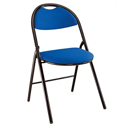 2 Chaises Super Confort - Pliante - Tissu Bleu - Pieds Métal Noir 1 2 Chaises Super Confort - Pliante - Tissu Bleu - Pieds Métal Noir