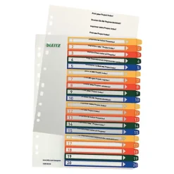 2 Jeux D'intercalaires Imprimables 20 Touches Numériques Multicolores Leitz En Polypro Format A4 Maxi