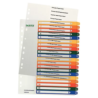 2 Jeux D'intercalaires Imprimables 20 Touches Numériques Multicolores Leitz En Polypro Format A4 Maxi 1 2 Jeux D'intercalaires Imprimables 20 Touches Numériques Multicolores Leitz En Polypro Format A4 Maxi