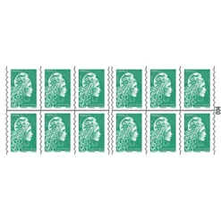 5 Carnets De 12 Timbres Postaux Autocollants Marianne Lettre Verte 20 G