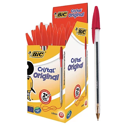 50 Stylos-bille Bic® Cristal Coloris Rouge 1 50 Stylos-bille Bic® Cristal Coloris Rouge