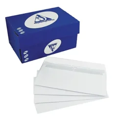 500 Enveloppes DL Blanches Clairefontaine à Bande Protectrice 110 X 220 Mm Sans Fenêtre Vélin 80 G