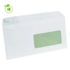 500 Enveloppes DL Extra Blanches Erapure GPV à Bande Protectrice 110 X 220 Mm Avec Fenêtre 45 X 100 Mm Papier 100% Recyclé 80 G