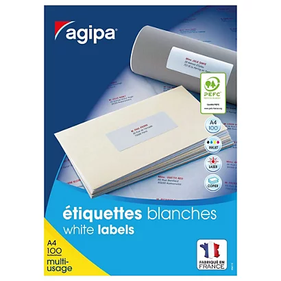 AGIPA Étiquettes Adhésives Blanches Multi-usages, 105 X 57 Mm - 1000 étiquettes Par Boîte, 10 étiquettes Par Feuille 1 AGIPA Étiquettes Adhésives Blanches Multi-usages, 105 X 57 Mm - 1000 étiquettes Par Boîte, 10 étiquettes Par Feuille