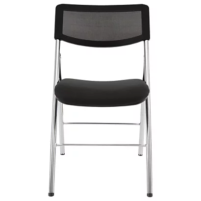 ALBA Chaise Pliante Confort Diva- Dossier Maille Résille, Assise Tissu Noir - Pieds Chromés (Lot De 2) 3 ALBA Chaise Pliante Confort Diva- Dossier Maille Résille, Assise Tissu Noir - Pieds Chromés (Lot De 2) – Image 3