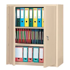 Armoire Basse Primo, 2 Tablettes, Couleur Beige