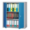 Armoire Basse Primo, 2 Tablettes, Couleur Gris/bleu