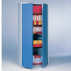 Armoire Haute Primo, 3 Tablettes, Coloris Gris/bleu