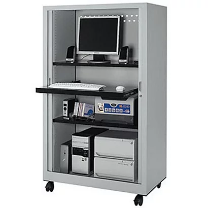 Armoire Multimédia Métal - Gris / Gris - H. 170 X L. 100 X P. 60 Cm 1 Armoire Multimédia Métal - Gris / Gris - H. 170 X L. 100 X P. 60 Cm