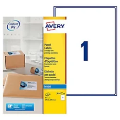 Avery J8167 Etiquettes D’adresse Blanches Imprimantes Jet D'encre 199,6 X 289,1 Mm - 25 Feuilles - 25 étiquettes