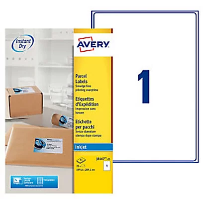 Avery J8167 Etiquettes D’adresse Blanches Imprimantes Jet D'encre 199,6 X 289,1 Mm - 25 Feuilles - 25 étiquettes 1 Avery J8167 Etiquettes D’adresse Blanches Imprimantes Jet D'encre 199,6 X 289,1 Mm - 25 Feuilles - 25 étiquettes