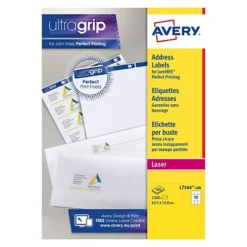 Avery L7164 Etiquettes Auto-adhésives D'adresses Laser, Faciles à Décoller, 63,5 X 72 Mm - 100 Feuilles, 12 étiquettes Par Feuilles A4 - Blanches - Paquet 1200 Unités
