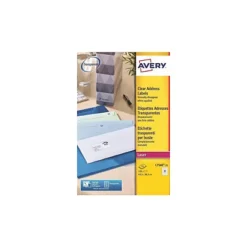 Avery L7560 Etiquettes D'adresse Permanentes Pour Imprimantes Laser, 63,5 X 38,1 Mm, 25 Feuilles, 21 étiquettes Par Feuille, Auto-adhésives, Claires