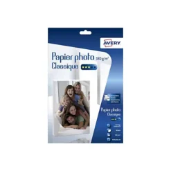 Avery Papier Photo Brillant A4 Blanc 180g - Boîte De 40 Feuilles