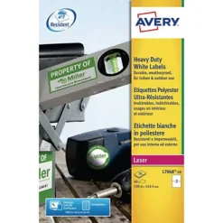Avery Étiquettes Ultra-résistantes Pour Imprimantes Laser, 199,6X143,5 Mm, (lot De 20 Feuilles X 2 étiquettes) Blanc