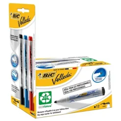 BIC® Velleda 1701 Marqueur Effaçable Tableau Blanc Pointe Ogive 1,5 Mm Noir - Pack 12 + 3 Offerts