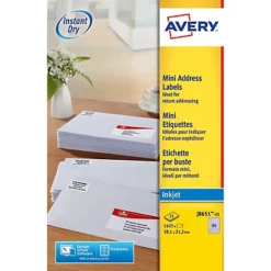 Boite De 1625 étiquettes Jet D'encre Blanches J8651 Format 38,1 X 21,2 Mm Avery