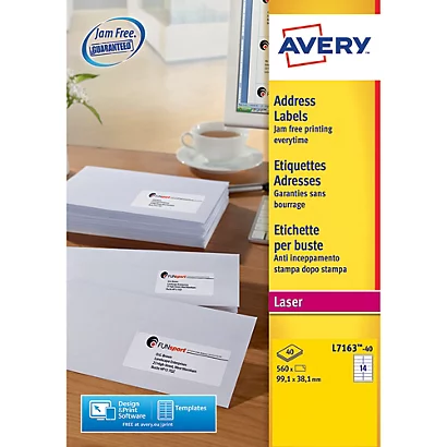 Boite De 560 étiquettes Laser Blanches L7163 Format 99,1 X 38,1 Mm Avery 1 Boite De 560 étiquettes Laser Blanches L7163 Format 99,1 X 38,1 Mm Avery