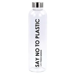 Bouteille En Verre Transparent Say No To Plastic Yoko Design, 750 Ml
