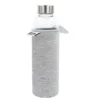 Bouteille En Verre Transparent Yoko Design, 500 Ml, Avec Pochette Grise En Néoprène