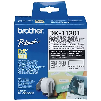 Brother Rouleaux D'étiquettes Brother - Adressage - Modèles DK11201 - Pour Imprimante QL - 400 étiquettes - Rouleau 400 Unités 1 Brother Rouleaux D'étiquettes Brother - Adressage - Modèles DK11201 - Pour Imprimante QL - 400 étiquettes - Rouleau 400 Unités