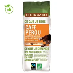 Café Moulu Ethiquable Café Pérou, 100% Arabica, 2 X 250 G
