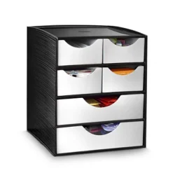 Cep Module De Rangement Take A Break, 2 Grands Compartiments + 4 Petits, 186 X 185 X 230 Mm, Polystyrène, Noir / Gris Métallisé