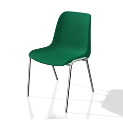 Chaise Collectivités Coque Universelle - Polypropylène - Vert - Pieds Métal Chromé - Lot De 6