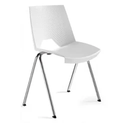 Chaise Collectivité Skype à Coque Polypropylène, Pieds Métal Chromé - Blanc (Lot De 4)