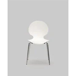 Chaise Coque Plastique Empilable Naémie En Polypropylène Blanc, Pieds Chromés (Lot De 4)