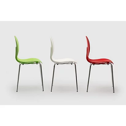 Chaise Coque Plastique Empilable Naémie En Polypropylène Blanc, Pieds Chromés (Lot De 4) 4 Chaise Coque Plastique Empilable Naémie En Polypropylène Blanc, Pieds Chromés (Lot De 4) – Image 4