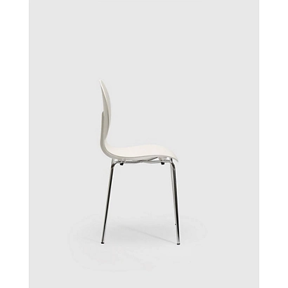 Chaise Coque Plastique Empilable Naémie En Polypropylène Blanc, Pieds Chromés (Lot De 4) 8 Chaise Coque Plastique Empilable Naémie En Polypropylène Blanc, Pieds Chromés (Lot De 4) – Image 8