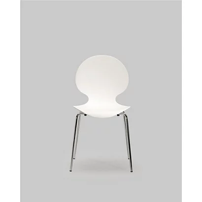 Chaise Coque Plastique Empilable Naémie En Polypropylène Blanc, Pieds Chromés (Lot De 4) 1 Chaise Coque Plastique Empilable Naémie En Polypropylène Blanc, Pieds Chromés (Lot De 4)
