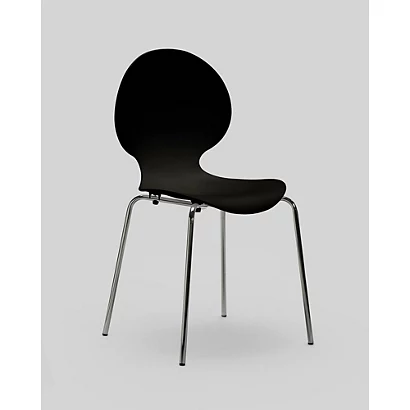Chaise Coque Plastique Empilable Naémie En Polypropylène Noir, Pieds Chromés (Lot De 4) 2 Chaise Coque Plastique Empilable Naémie En Polypropylène Noir, Pieds Chromés (Lot De 4) – Image 2