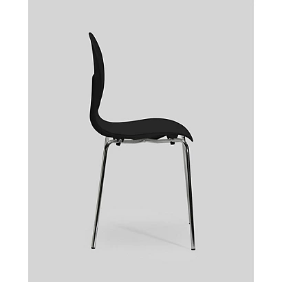 Chaise Coque Plastique Empilable Naémie En Polypropylène Noir, Pieds Chromés (Lot De 4) 3 Chaise Coque Plastique Empilable Naémie En Polypropylène Noir, Pieds Chromés (Lot De 4) – Image 3