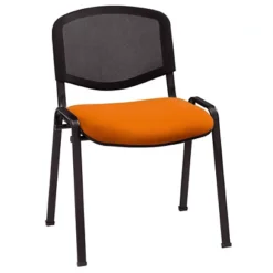 Chaise De Réunion & Visiteur First - Maille Filet - Abricot - Pieds Noir - Lot De 4