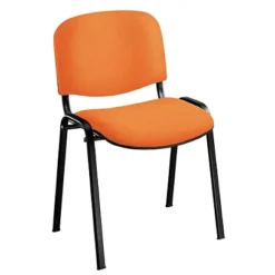 Chaise De Réunion & Visiteur First - Tissu Abricot - Pieds Noir - Lot De 4