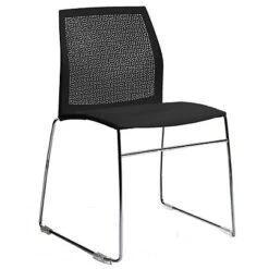 Chaise De Réunion & Visiteur Pixel - Piètement Filo Chrome - Polypropylène - Noir