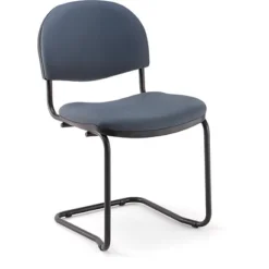 Chaise Réunion Et Visiteur Prima - Tissu Rembourré - Anthracite - Pieds Luge Noir - Lot De 4