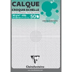 Clairefontaine Calque Croquis échelle A4 Uni 92g - Bloc De 50 Feuilles