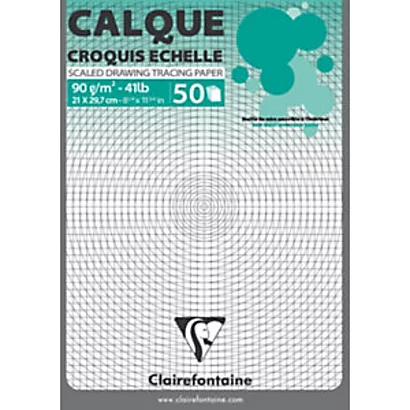 Clairefontaine Calque Croquis échelle A4 Uni 92g - Bloc De 50 Feuilles 1 Clairefontaine Calque Croquis échelle A4 Uni 92g - Bloc De 50 Feuilles