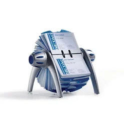 DURABLE VISIFIX VEGA - Fichier De Carte Rotative Pour 400 Cartes De Visite - Couleur Argent/Bleu -Fournitures Bureau Boutique durable visifix vega fichier carte rotative 400 cartes visite couleur argent bleu 6023000 2
