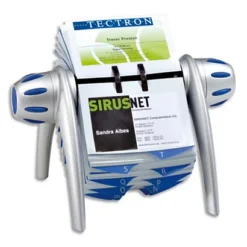DURABLE VISIFIX VEGA - Fichier De Carte Rotative Pour 400 Cartes De Visite - Couleur Argent/Bleu