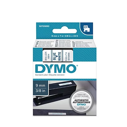 DYMO Ruban Titreuse D1 - écriture Bleu / Fond Blanc - 9 Mm X 7 M - Modèle S0720690 1 DYMO Ruban Titreuse D1 - écriture Bleu / Fond Blanc - 9 Mm X 7 M - Modèle S0720690