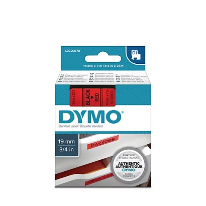 DYMO Ruban Titreuse D1 - écriture Noir / Fond Rouge - 19 Mm X 7 M - Modèle S0720870 1 DYMO Ruban Titreuse D1 - écriture Noir / Fond Rouge - 19 Mm X 7 M - Modèle S0720870