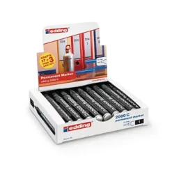 EDDING Marqueur Permanent E 2000 C Pointe Ogive 1,5 - 3 Mm, Noir - Lot De 17 + 3 Gratuits